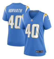 Women Los Angeles Chargers 40 Zander Horvath Blue Stitched Game Jersey