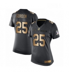 Womens Los Angeles Chargers 25 Melvin Gordon Limited Black Gold Salute to Service Football Jersey