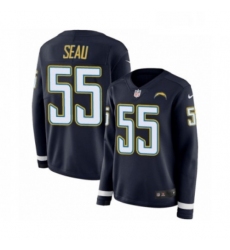 Womens Nike Los Angeles Chargers 55 Junior Seau Limited Navy Blue Therma Long Sleeve NFL Jersey