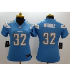 Women's Nike San Diego Chargers #32 Eric Weddle Electric Blue Alternate Stitched NFL Limited Jersey