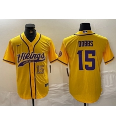 Men Minnesota Vikings 15 Dallas Turner Yellow Cool Base Stitched Baseball Jersey