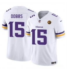 Men Minnesota Vikings 15 Josh Dobbs Purple White 2023 F U S E  With John Madden Patch Vapor Limited Stitched Football Jersey