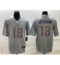 Men Minnesota Vikings 18 Justin Jefferson Grey Atmosphere Fashion Stitched Jersey