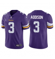 Men Minnesota Vikings 3 Jordan Addison Purple 2023 Draft Vapor Untouchable Limited Stitched Jersey