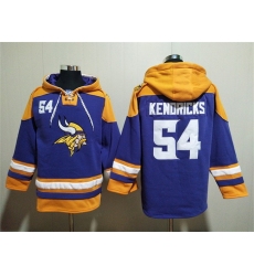 Men Minnesota Vikings 54 Eric Kendricks Purple Yellow Ageless Must Have Lace Up Pullover Hoodie