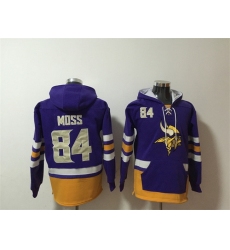 Men Minnesota Vikings 84 Randy Moss Purple Ageless Must Have Lace Up Pullover Hoodie