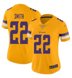 Women Vikings 22 Harrison Smith Gold Stitched Football Limited Inverted Legend Jersey