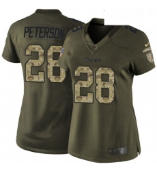 Womens Nike Minnesota Vikings 28 Adrian Peterson Elite Green Salute to Service NFL Jersey