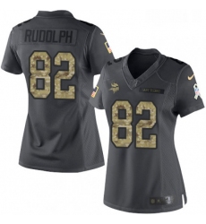 Womens Nike Minnesota Vikings 82 Kyle Rudolph Limited Black 2016 Salute to Service NFL Jersey