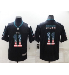 Men Philadelphia Eagles 11 A J Brown Black USA Flag Color Rush Limited Stitched Jerse