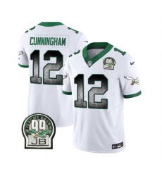 Men Philadelphia Eagles 12 Randall Cunningham White 2023 F U S E  Throwback Vapor Untouchable Limited Stitched Football Jersey