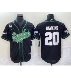 Men Philadelphia Eagles 20 Brian Dawkins Black With C Patch Cool Base Stitched Baseball Jersey