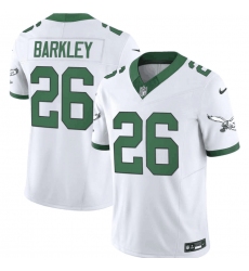 Men Philadelphia Eagles 26 Saquon Barkley White 2023 F U S E  Vapor Untouchable Throwback Stitched Football Jersey