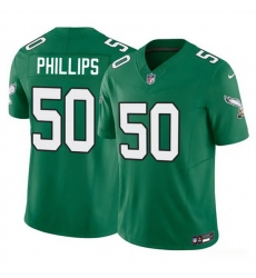 Men Philadelphia Eagles 50 Jaelan Phillips Kelly Green 2025 F U S E  Vapor Untouchable Limited Throwback Stitched Football Jersey