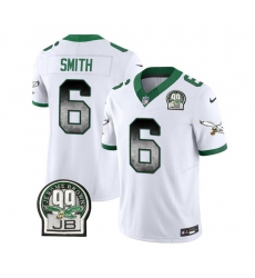 Men Philadelphia Eagles 6 DeVonta Smith White 2023 F U S E  Throwback Vapor Untouchable Limited Stitched Football Jersey