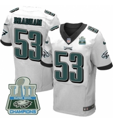 Nike Eagles #53 Nigel Bradham White 2018 Super Bowl Champions Elite Jersey