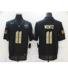 Nike Philadelphia Eagles 11 Carson Wentz Black Camo 2020 Salute To Service Limited Jersey