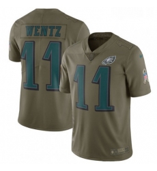 Youth Nike Philadelphia Eagles 11 Carson Wentz Limited Olive 2017 Salute to Service NFL Jersey