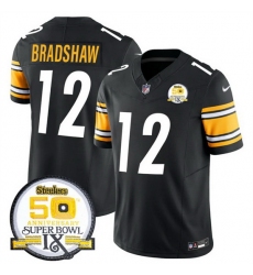 Men Pittsburgh Steelers 12 Terry Bradshaw Black 2024 F U S E 50th Anniversary Of Super Bowl IX Alternate Vapor Untouchable Limited Stitched Jersey