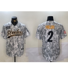 Men Pittsburgh Steelers 2 Justin Fields 2024 Arctic Camo Salute To Service Stitched Baseball Jersey