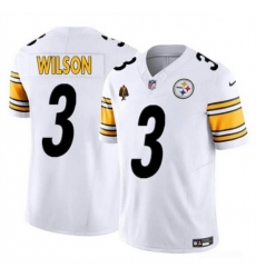 Men Pittsburgh Steelers 3 Russell Wilson White F U S E  With Walter Payton Patch Vapor Untouchable Limited Stitched Jersey