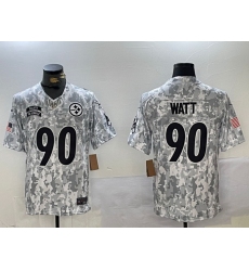 Men Pittsburgh Steelers 90 T  J  Watt 2024 F U S E Arctic Camo Salute To Service Limited Stitched Football Jersey