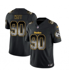 Men Pittsburgh Steelers 90 T J  Watt Black 2023 F U S E  Smoke Vapor Untouchable Limited Stitched Jersey