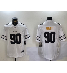 Men Pittsburgh Steelers 90 T J Watt White 2019 Team Logo Cool Edition Stitched Jersey