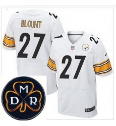 Men's Nike Pittsburgh Steelers #27 LeGarrette Blount White NFL Elite MDR Dan Rooney Patch Jersey