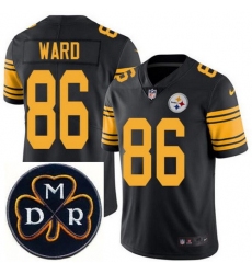 Men's Nike Pittsburgh Steelers #86 Hines Ward Elite Black Rush NFL MDR Dan Rooney Patch Jersey