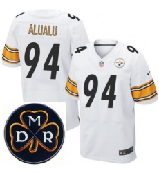 Men's Nike Pittsburgh Steelers #94 Tyson Alualu White NFL Elite MDR Dan Rooney Patch Jersey