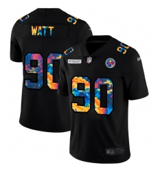 Pittsburgh Steelers 90 T J  Watt Men Nike Multi Color Black 2020 NFL Crucial Catch Vapor Untouchable Limited Jersey