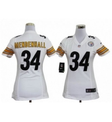 Nike Women Pittsburgh Steelers #34 Rashard Mendenhall White Jerseys