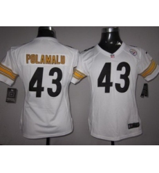 Women Nike Pittsburgh Steelers 43# Popamalu White Nike NFL Jerseys