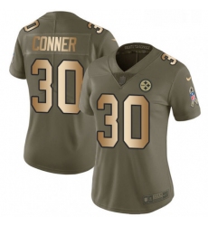 Womens Nike Pittsburgh Steelers 30 James Conner Limited OliveGold 2017 Salute to Service NFL Jersey