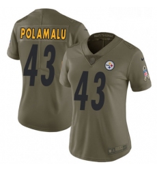 Womens Nike Pittsburgh Steelers 43 Troy Polamalu Limited Olive 2017 Salute to Service NFL Jersey