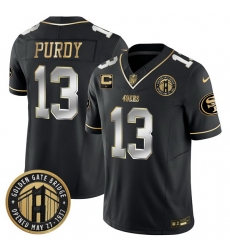 Men San Francisco 49ers 13 Brock Purdy Black F U S E  Golden Gate Bridge With 1 Star C Patch Vapor Limited Stitched Football Jersey