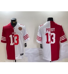 Men San Francisco 49ers 13 Brock Purdy Red  26 White Split Limited Stitched Jersey 2