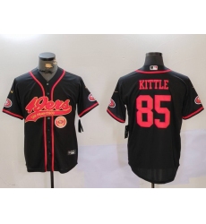 Men San Francisco 49ers 85 George Kittle Black With Patch Cool Base Stitched Baseball Jersey 3