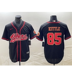 Men San Francisco 49ers 85 George Kittle Black With Patch Cool Base Stitched Baseball Jersey