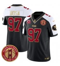 Men San Francisco 49ers 97 Nick Bosa Balck F U S E  Golden Gate Bridge With 1 Star C Patch Alternate Vapor Limited Stitched Football Jersey