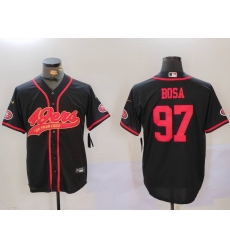 Men San Francisco 49ers 97 Nick Bosa Black With Patch Cool Base Stitched Baseball Jersey 2