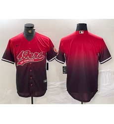 Men San Francisco 49ers Blank Red Black With Patch Cool Base Stitched Baseball Jersey