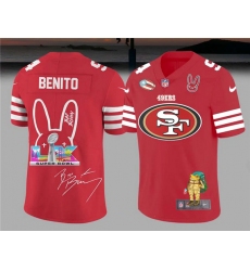 Men San Francisco 49ers Red Bad Bunny Super Bowl Football Jersey