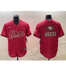 Men San Francisco 49ers Red Team Big Logo With Patch Cool Base Stitched Baseball Jersey