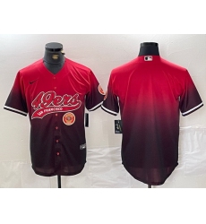 Men San Francisco 49ers Team Big Logo Red Black With Patch Cool Base Stitched Baseball Jersey 8