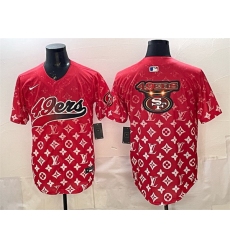 Men San Francisco 49ers Team Big Logo Red Limited Stitched Baseball Jersey 2