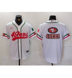 Men San Francisco 49ers Team Big Logo White With Patch Cool Base Stitched Baseball Jersey 1