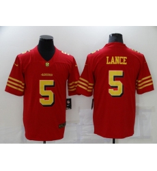 Men's San Francisco 49ers #5 Trey Lance Red Gold Untouchable Limited Jersey