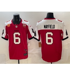 Men Tampa Bay Buccaneers 6 Baker Mayfield Red Alternate F U S E  50th Season  26 4 Star C Patch Vapor Limited Stitched Football Jersey